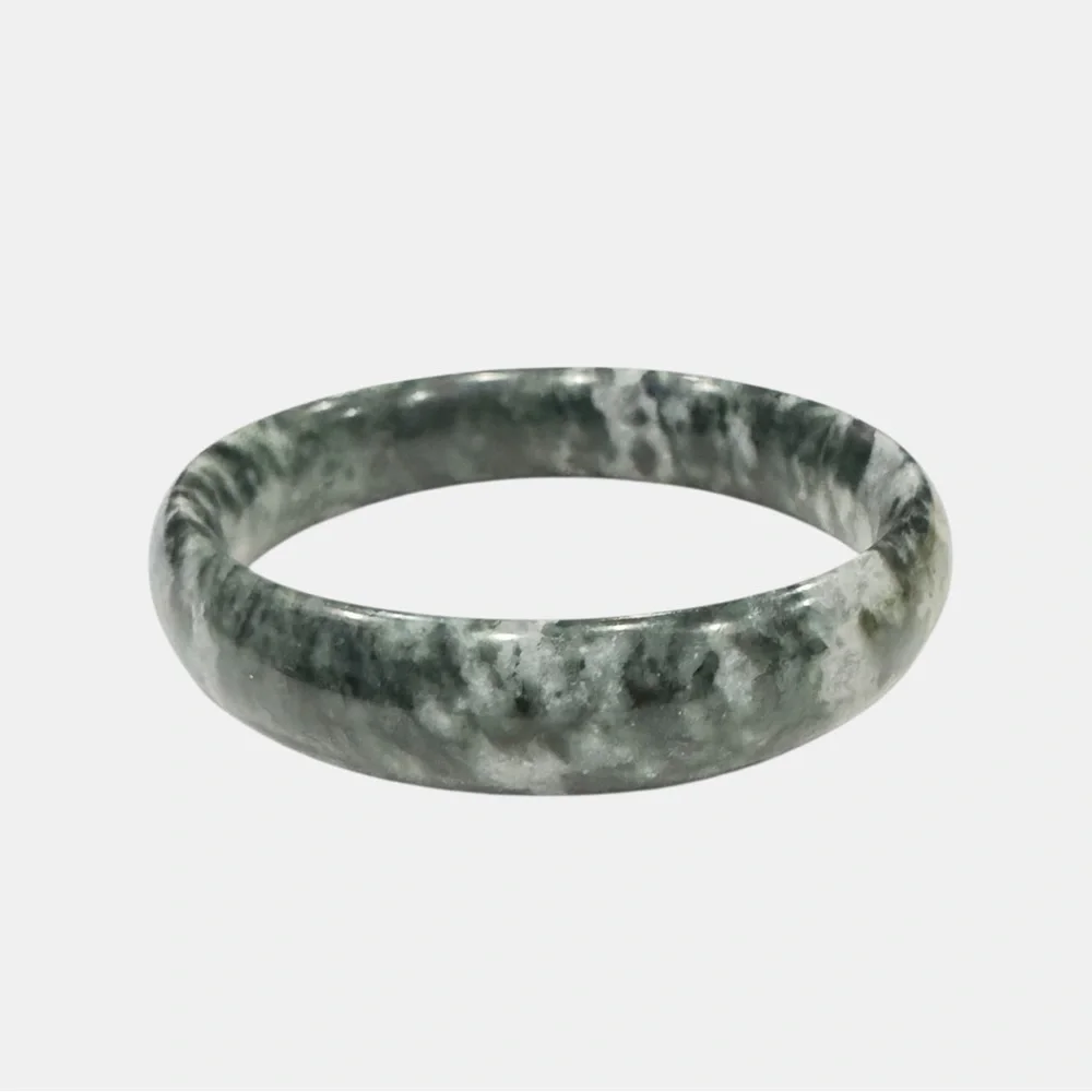 Moss Agate Stone Bangle Bracelet Polished Green Bracelet Natural Gemstone